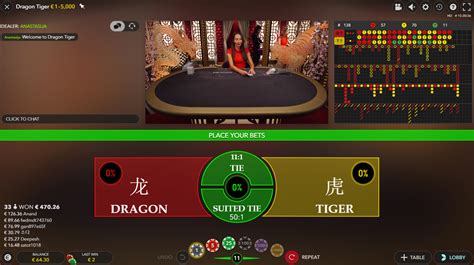 Live dealer dragon tiger  The betting position that gets the higher card wins